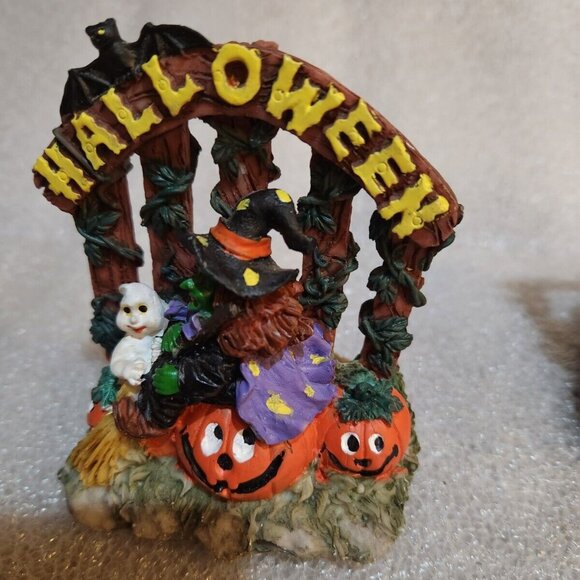 Halloween Figurine And Candle Holder Trio Set Witch Pumpkinhead Ghost - Picture 6 of 11